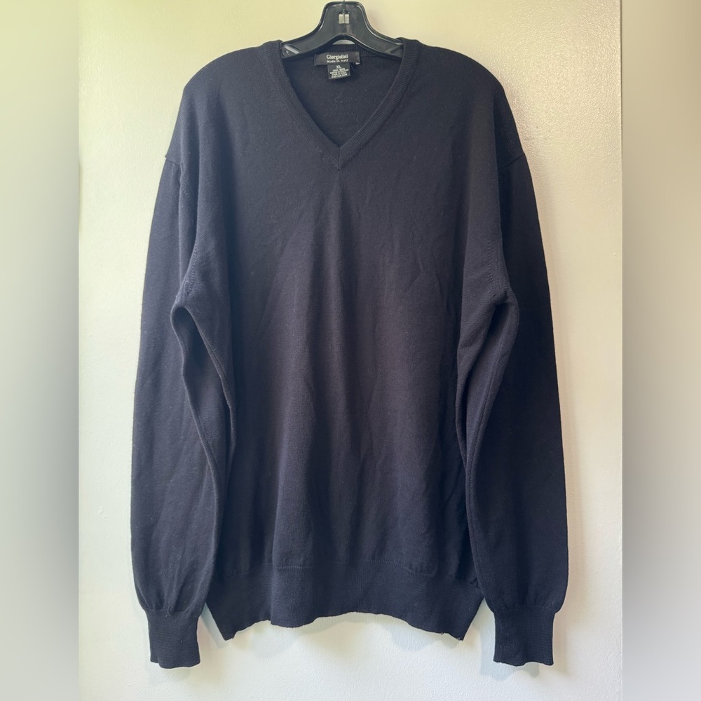 Giorgiolini Men's Wool Classic Black V-Neck Sweater